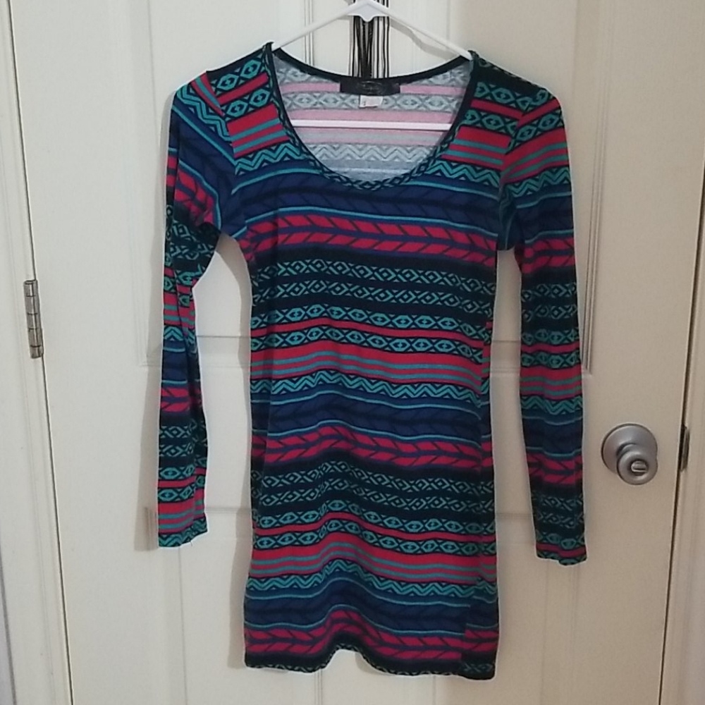 Multi-colored striped dress.